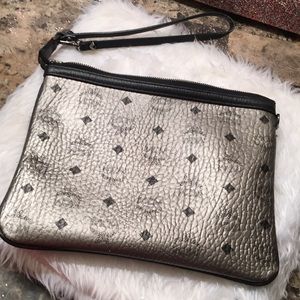 MCM Clutch - Metallic Silver & Black